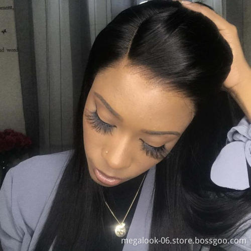 Brazilian Hair  Straight T Part Lace Closure 13x4 HD Human Hair Swiss Lace Closure Transparent Middle Part Closures